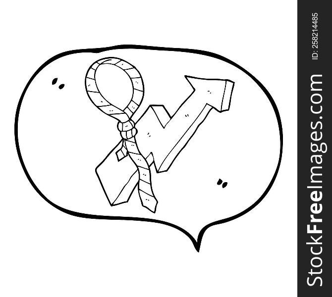 freehand drawn speech bubble cartoon work tie and arrow progress symbol