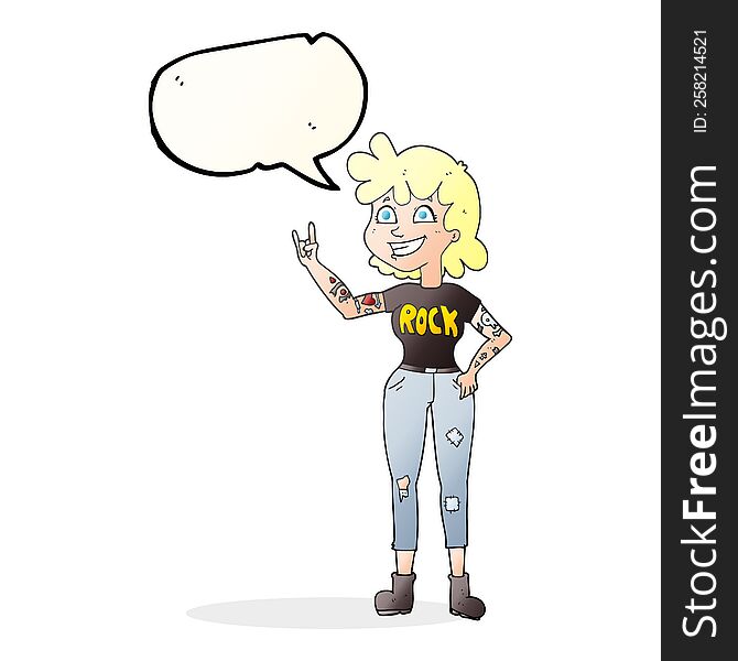 freehand drawn speech bubble cartoon rock girl