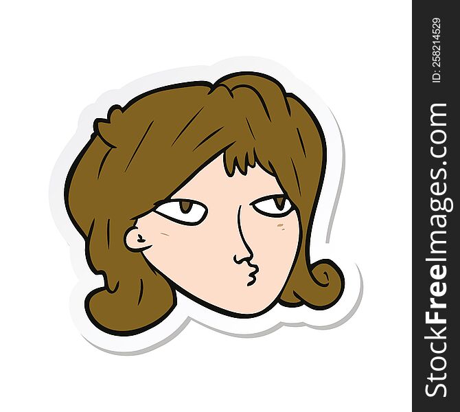 Sticker Of A Cartoon Woman