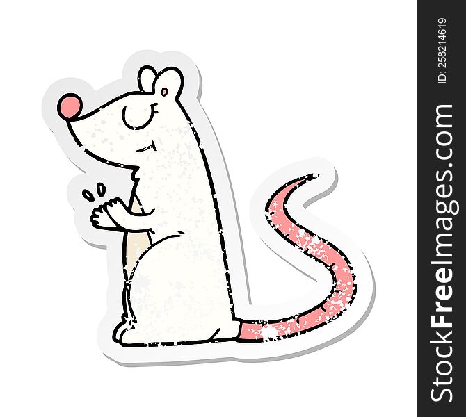 distressed sticker of a cartoon white mouse