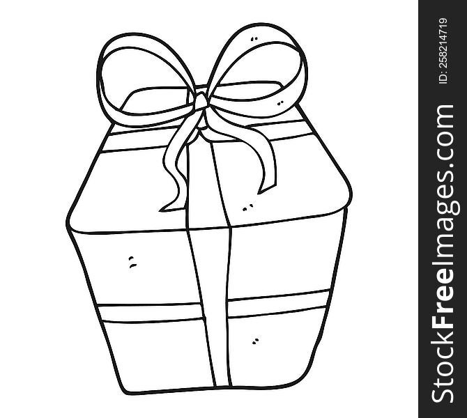 Black And White Cartoon Wrapped Present