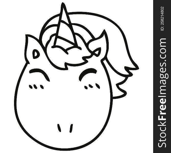 line drawing quirky cartoon unicorn. line drawing quirky cartoon unicorn