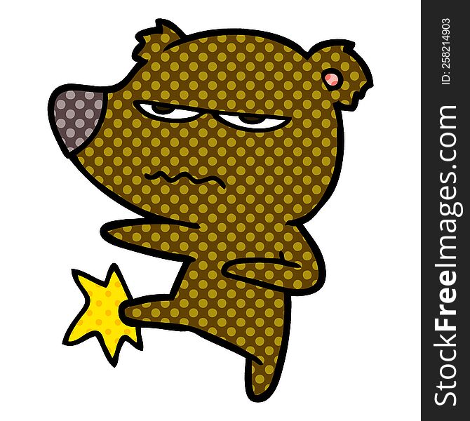 angry bear cartoon kicking. angry bear cartoon kicking