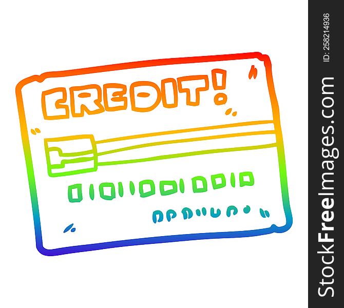 Rainbow Gradient Line Drawing Cartoon Credit Card