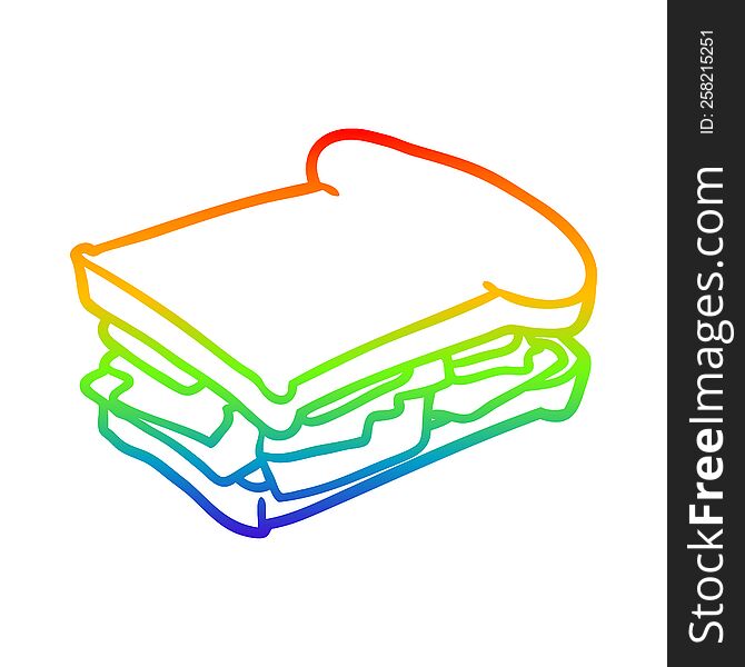 Rainbow Gradient Line Drawing Ham Cheese Tomato Sandwich