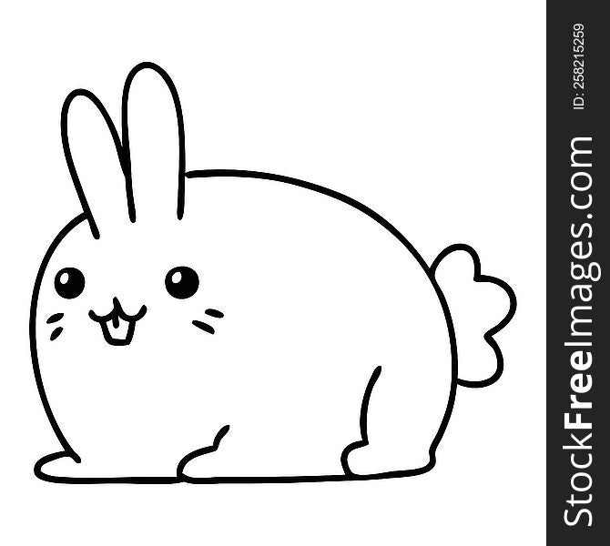 line doodle of a happy pet rabbit