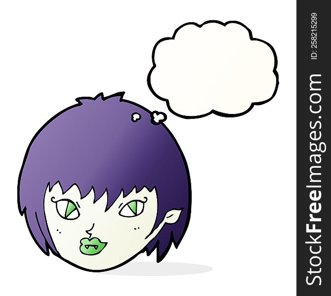 cartoon vampire girl face with thought bubble