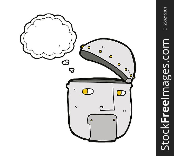 Cartoon Robot Head With Thought Bubble