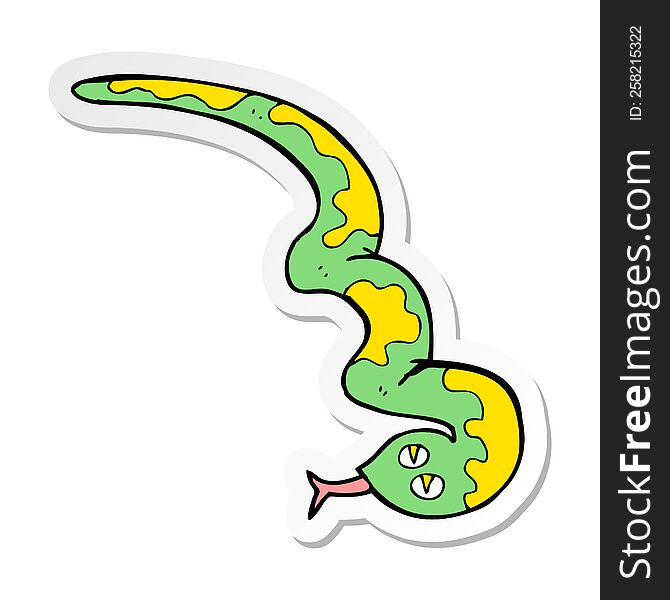 sticker of a cartoon hissing snake