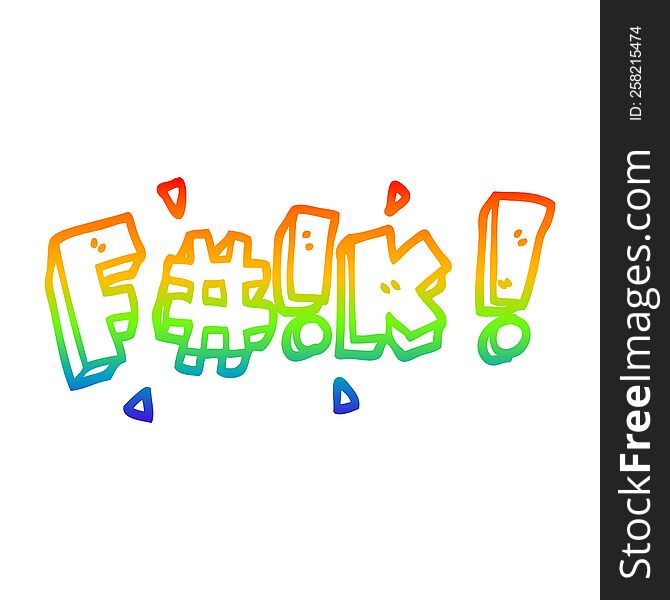 rainbow gradient line drawing of a cartoon swear word