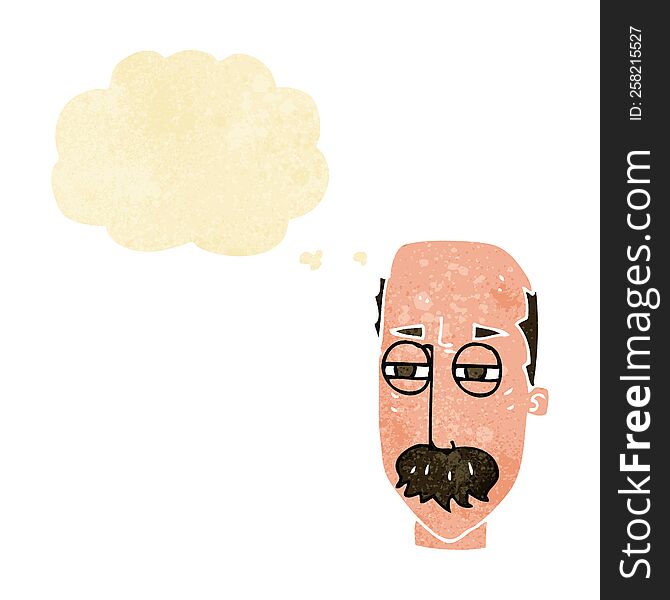 cartoon annoyed old man with thought bubble