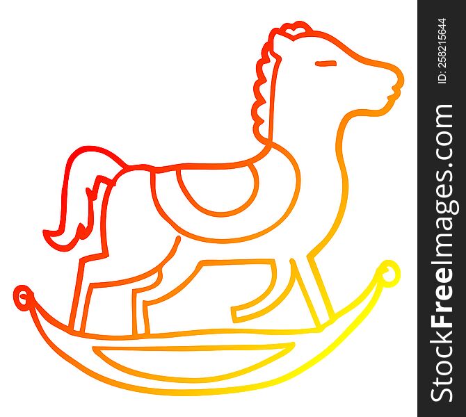 warm gradient line drawing cartoon rocking horse