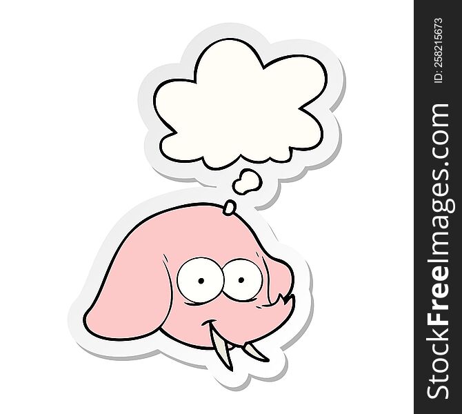 Cartoon Elephant Face And Thought Bubble As A Printed Sticker