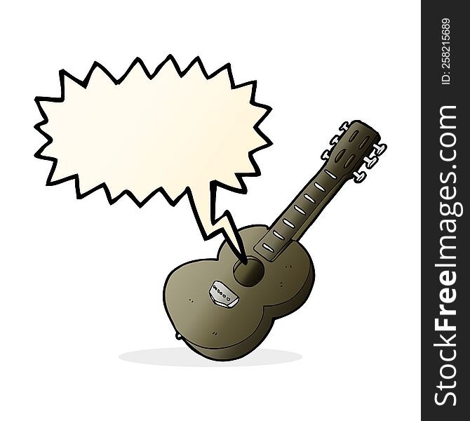 cartoon guitar with speech bubble