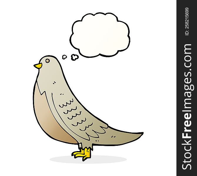 cartoon common bird with thought bubble