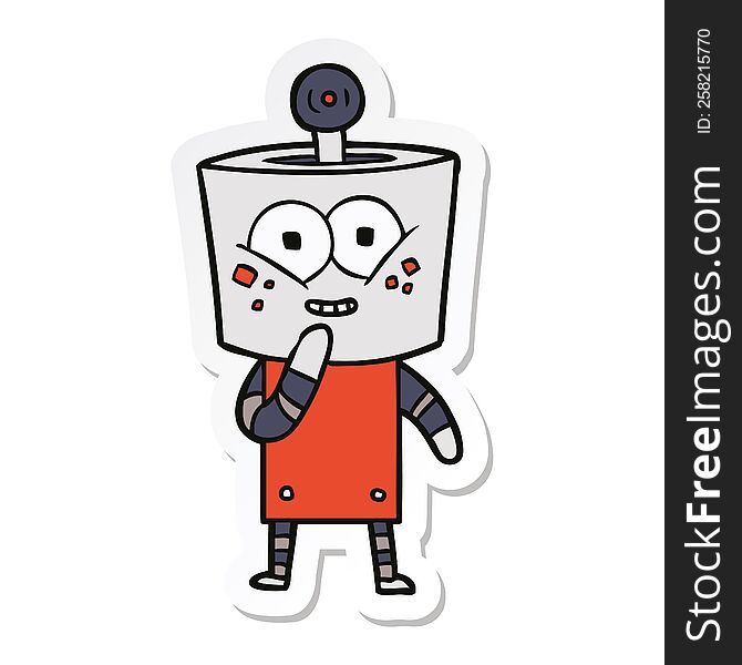 Sticker Of A Happy Cartoon Robot Giggling