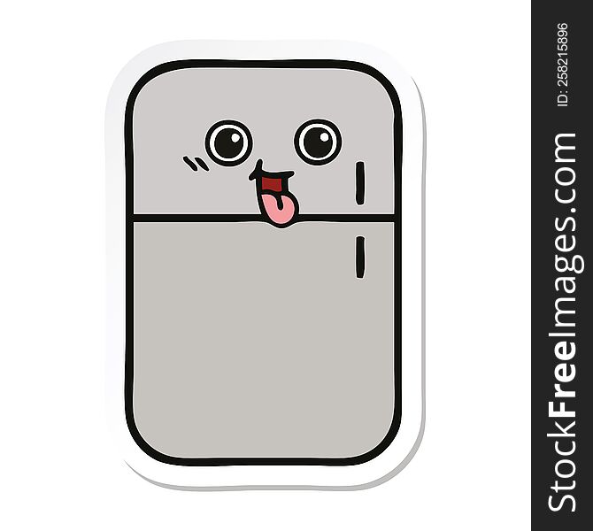 Sticker Of A Cute Cartoon Fridge Freezer