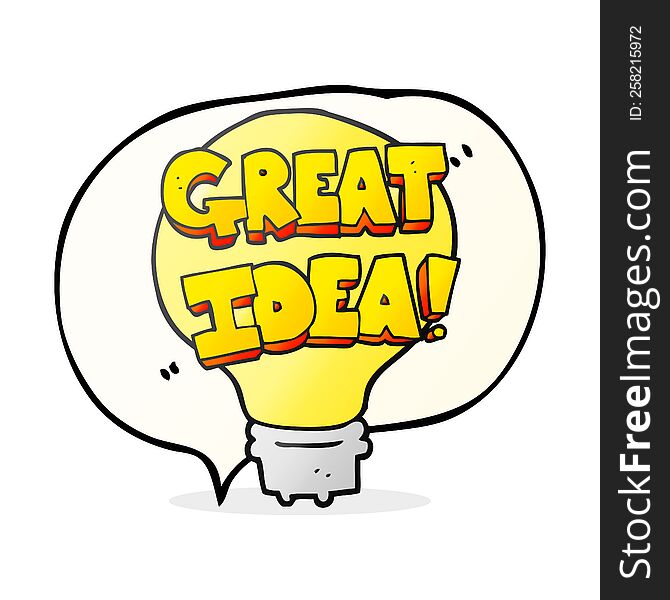 Speech Bubble Cartoon Great Idea Light Bulb Symbol