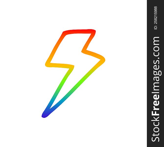 Rainbow Gradient Line Drawing Cartoon Lightning Bolt