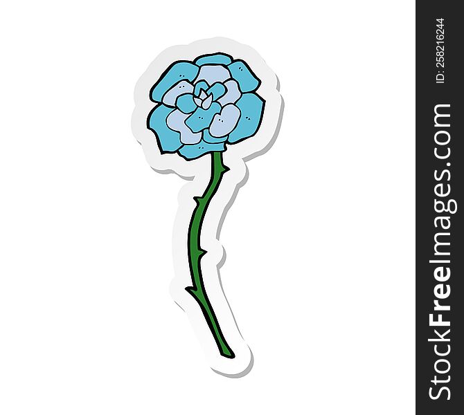 sticker of a blue flower tattoo cartoon