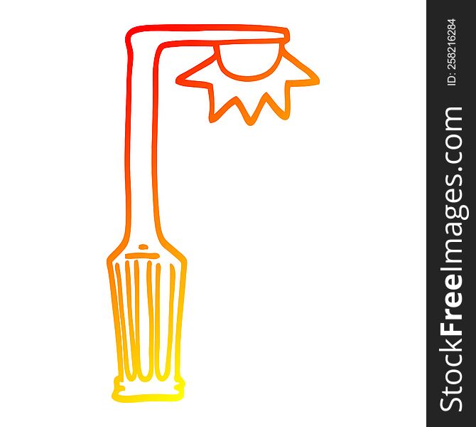 warm gradient line drawing of a cartoon lamp post