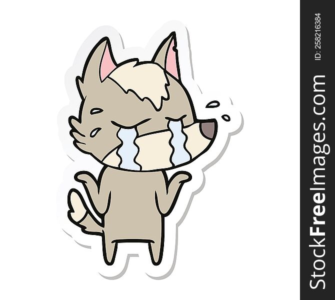 sticker of a cartoon crying wolf
