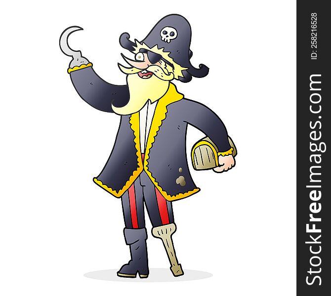 freehand drawn cartoon pirate captain