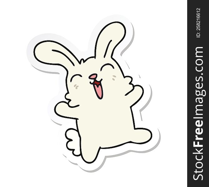 Sticker Of A Quirky Hand Drawn Cartoon Rabbit