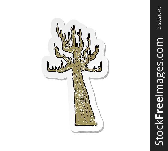 retro distressed sticker of a old bare tree cartoon