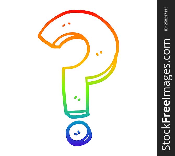 Rainbow Gradient Line Drawing Cartoon Question Mark