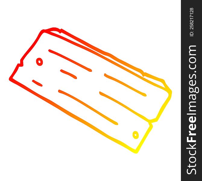 warm gradient line drawing of a cartoon plank of wood