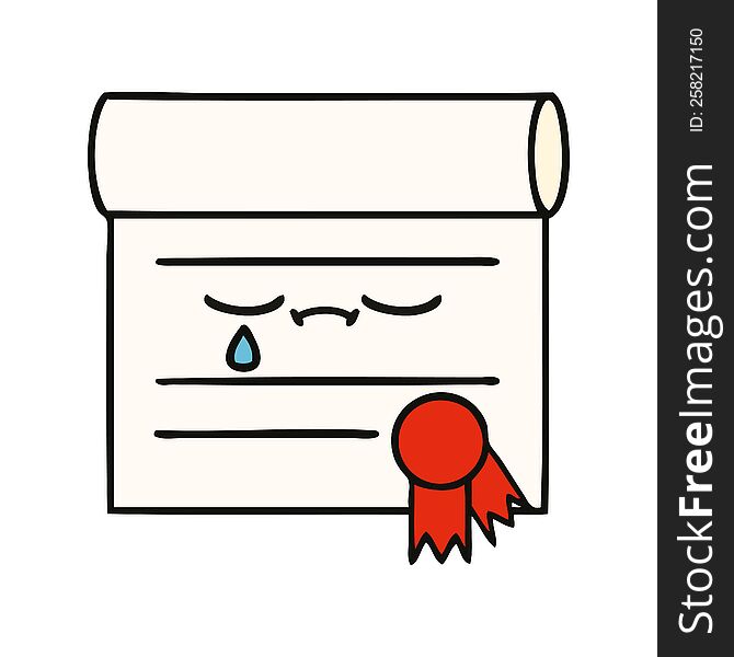 cute cartoon of a certificate. cute cartoon of a certificate