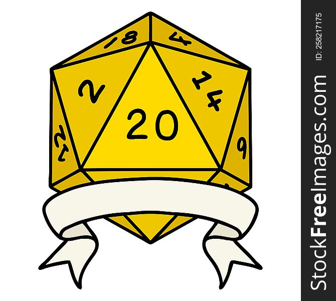 natural 20 critical hit D20 dice roll illustration