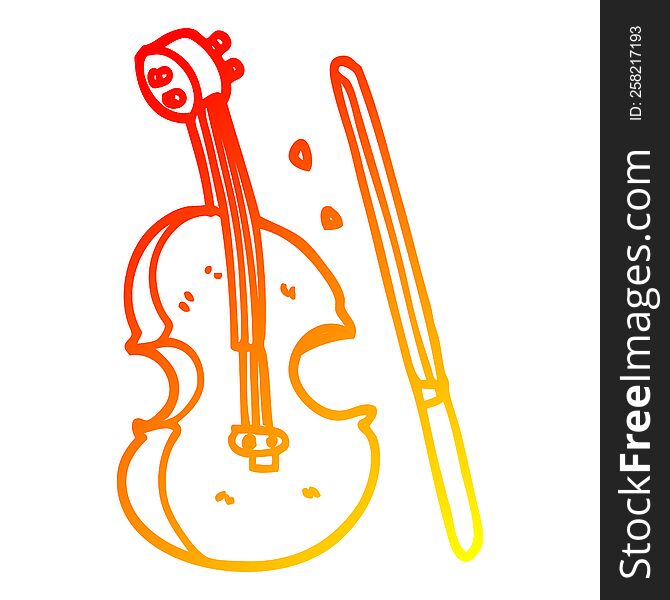 warm gradient line drawing of a cartoon violin and bow