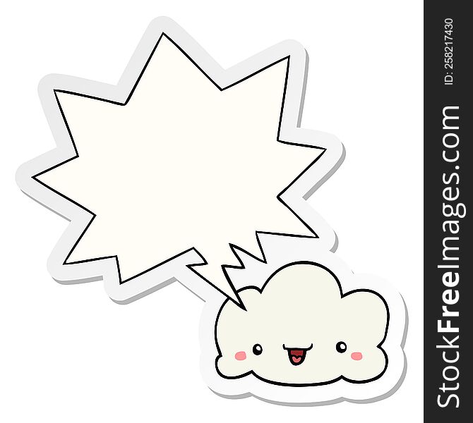cartoon cloud with speech bubble sticker. cartoon cloud with speech bubble sticker