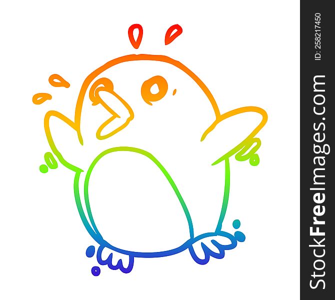 Rainbow Gradient Line Drawing Frightened Penguin