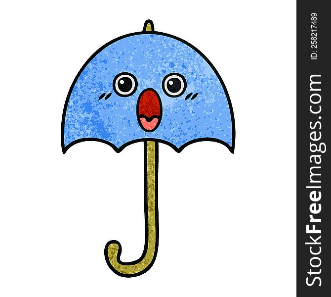 Retro Grunge Texture Cartoon Umbrella