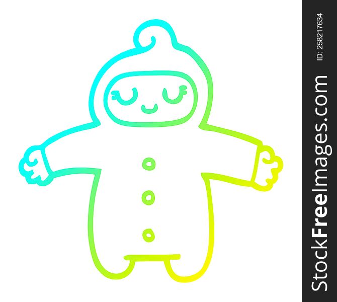 cold gradient line drawing of a cartoon baby