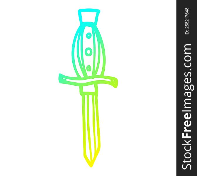 Cold Gradient Line Drawing Cartoon Tattoo Dagger Symbol