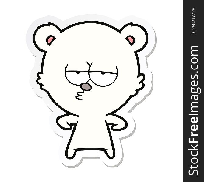 sticker of a bored polar bear cartoon