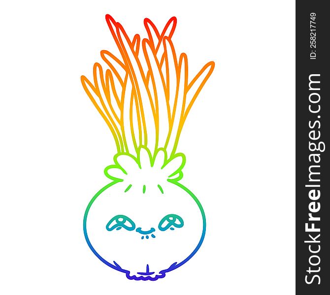 Rainbow Gradient Line Drawing Cartoon Onion