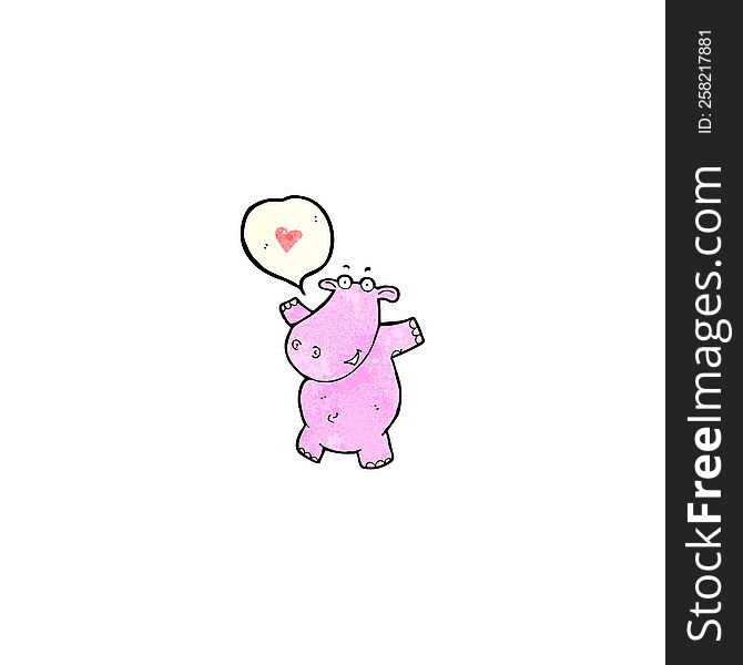 cartoon hippo in love