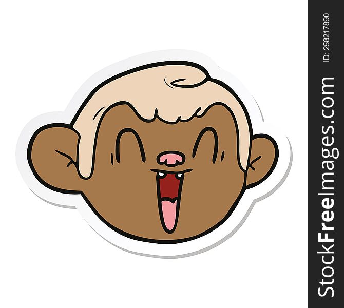 Sticker Of A Cartoon Monkey Face