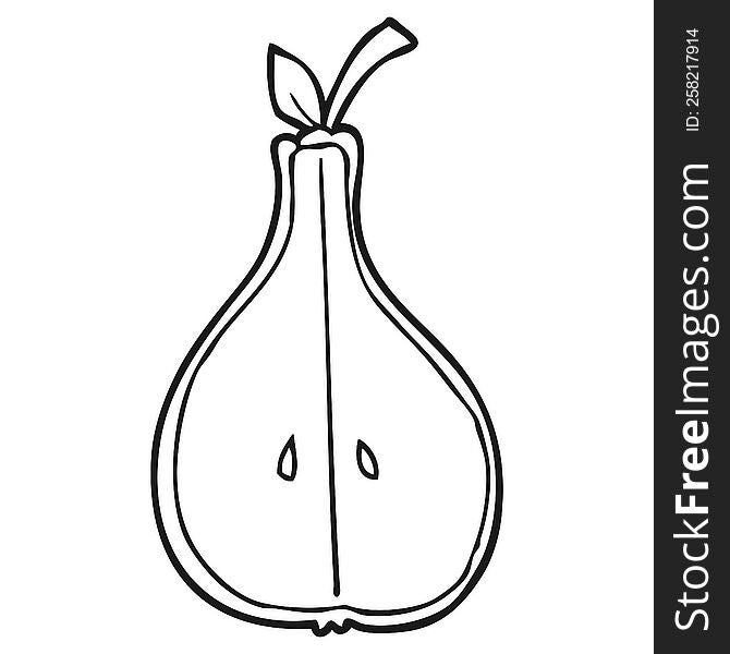 Black And White Cartoon Half Pear