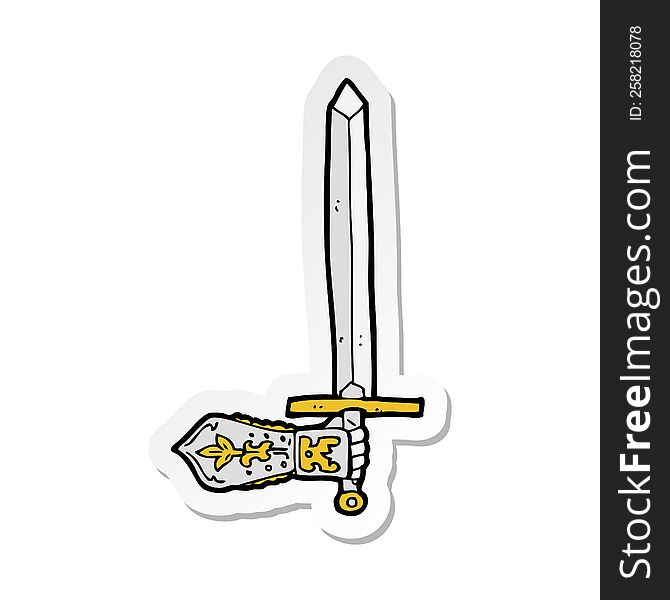 sticker of a cartoon sword and hand