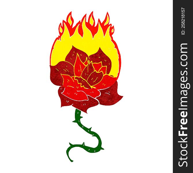 Cartoon Flaming Rose Tattoo