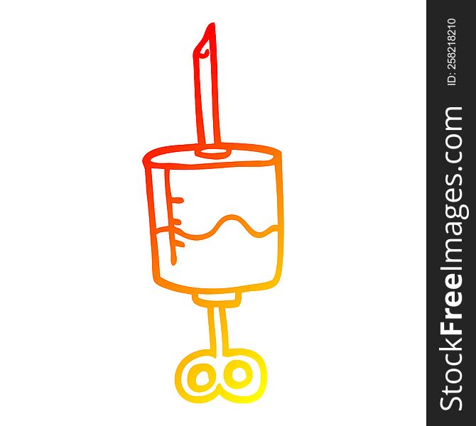 warm gradient line drawing of a cartoon of blood filled syringe