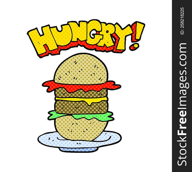 Comic Book Style Cartoon Burger