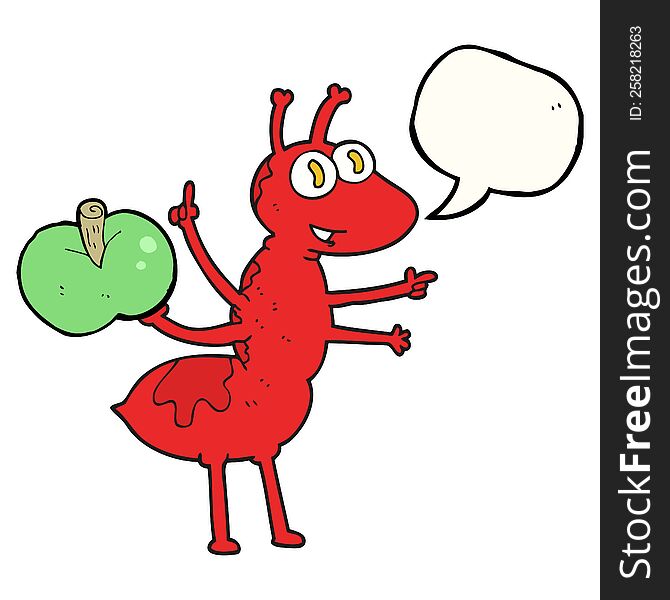 Speech Bubble Cartoon Ant With Apple