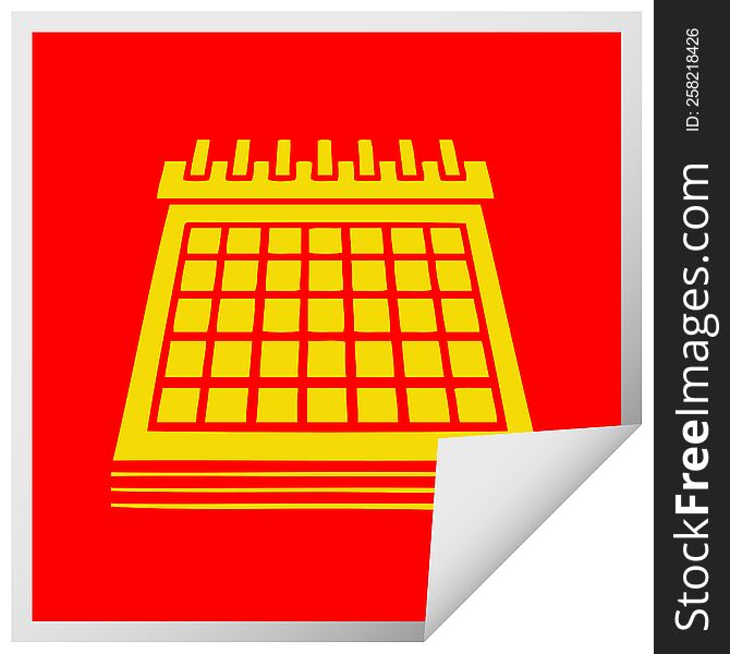 Square Peeling Sticker Cartoon Work Calendar
